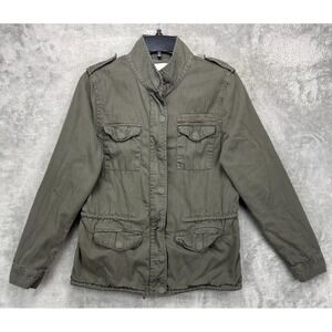 Hinge Women's Military Jacket Sz S‎ Army Green Pockets Cotton Lined